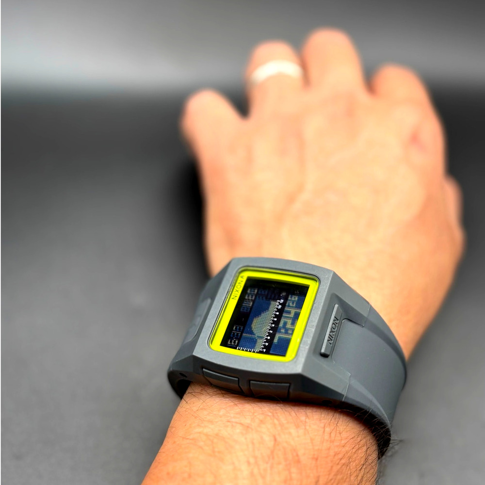 Nixon Lodown II Digital Tide Watch Gray Yellow Surf 100M Box Manual - Picture 3 of 17